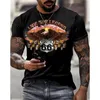 Herrbesättningshals T-shirt Summer Vintage Top Europe och America Hip Hop Style 3D Printed Explosive Trend Short Sleeve