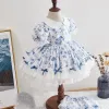 Dresses 2pcs Baby Clothing Summer Spanish Lolita Ball Gown Lace Bow Print Design Turkey Vintage Princess Dresses for Girls Eid Y2