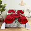 Set Set lenzuola Queen Red Rose Set biancheria da letto per ragazza Amanti Set biancheria da letto Lenzuola e federe Set lenzuola lenzuolo piatto