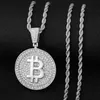 Pendant Necklaces New Punk Hiphop Golden Rose Gold Silver Color Bitcoin Shape Metal for Men Women Friends Jewelry Gift 230613