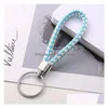 Keychains Lanyards 2022 30 컬러 PU 가죽 브레이드 직조 키 체인 로프 링 피트 DIY 원 펜던트 키 체인 홀더 자동차 키링 DHQS1