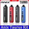 Наборы электронных сигарет ANIX Taurus, 1300 мАч, 10C, разрядная батарея, 0,91 дюйма, ЖК-экран, чистый керамический комплект испарителя для табака, сухой травы, ручка для вейпа
