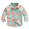 Camicia per neonato a maniche lunghe primavera-autunno Camicie casual con colletto in cotone risvoltato per camicette per bambini Camicia a quadri in tessuto 240223