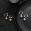 Boucles d'oreilles pendantes minimalistes géométriques pavées de zircone cubique, petite boule pour hommes et femmes, bijoux de fête à la mode, cadeaux