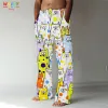 Pantaloni Pantaloni dritti da uomo con motivo gatto Stampa 3D Design elastico con coulisse Tasca frontale Pantaloni da spiaggia Cartoon Simpatico comfort grafico