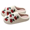 Hausschuhe Damen Herren Winter Kirsche Flauschige Hausschuhe Leichte Slip On Bequeme warme Plüsch Slipper als Geschenk