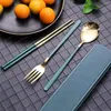 Dinnerware Sets Spoon Fork Chopsticks Set Smooth And Delicate Not Prone To Aging Stainless Steel Body Forging Difficult Scratch Durable