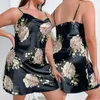 Women's Sleepwear Plus Size 5XL Women Kimono Bathrobe Gowm Spring Summer Print Flower Long Robe Suspender Nightgown Loose Satin Home