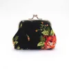 Mulheres rosas lona mini moedas bolsas 1 pçs nova elegante floral carteira senhora criança menina mini ferrolho mudança de dinheiro bolsa chave titular