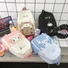 Anime Sanrioed Nylon Rucksack Umhängetasche Melody Kuromi Pom Purin Cartoon Puppe Niedliche Schultasche Geburtstag Weihnachtsgeschenk 240223