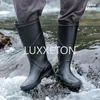 Bottes de pluie à tube long pour hommes bottes de pluie en caoutchouc antidérapantes pour hommes chaussures d'eau imperméables de haute qualité pour hommes chaussures de pluie à hauteur du genou 240226