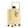 Suitcases 2024 Wide Pull Rod Luggage Case Female Set 20" Travel Boarding USB Charging Port With Cup Holder 24" Combination Lock