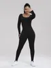 Dames sexy bodycon jumpsuit met lange mouwen en ronde hals uit één stuk