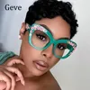 Sonnenbrillenrahmen Luxus Cat Eye Brille für Frauen Mode Großer Rahmen Optische klare Linse Blume Dekorative Brillen Spektakel