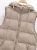 Chalecos de mujer SLTNX Moda Chaleco de algodón con capucha para mujeres 2024 Invierno Cremalleras delanteras largas Abrigo Damas con chaleco de bolsillo Abrigos