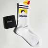 Rhude Socks 남자 남자 양말 여자 디자이너 럭셔리 고품질 순수면 편안 브랜드 대표 탈취 흡수 땀을 흘리며 공기 스타킹 패션 블랙 JC46