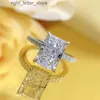 Anneaux 2023 nouvelles bagues de mariage Fine argent pur haute teneur en carbone Rectangle 3Ct bague de Simulation coupe rayonnante bijoux de mode 221130 240229