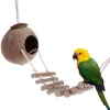 Bon Bird Natural Coconut Shell With Ladder Bird Nesting House Birds Cage Landscaping Supplies For Parakes Lovebirds 1pc