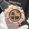 Montre-bracelet Montre Tourbillon Montre-bracelet AP Royal Oak Offshore Series Acier de précision Or rose 18 carats Machines automatiques 42 mm Affichage de la date Fonction de synchronisation