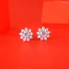 Boucles d'oreilles à tige flocon de neige scintillant Moissanite pour femmes, argent S925, bijoux de luxe certifiés originaux, accessoires, cadeau d'anniversaire pour amoureux