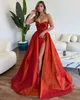 Elegant orange red prom dress taffeta pleats sweetheart formal evening dresses elegant split party dresses for special occasions a line promdress