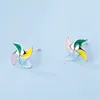 Boucles d'oreilles moulin à vent de couleur Simple et compacte, bijoux créatifs plaqués argent, gouttes de tempérament, doux et exquis E051