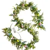Decorative Flowers Easter Tinsel Garland Hanging With Egg Green Leaves Swag Metallic