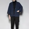 メンズジャケットメンズカジュアルダークマクロークドレープカットカット秋と冬のアウターウェア3四半期のカーディガンファッショナブルな薄いジャケット