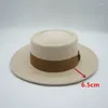 Boinas 202409-pan-beige Grace Winter Avena Color Lana Fieltro Gran Bretaña Cinta clásica Fedoras Cap Hombres Mujeres Ocio Panamá Jazz Sombrero