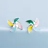 Boucles d'oreilles moulin à vent de couleur Simple et compacte, bijoux créatifs plaqués argent, gouttes de tempérament, doux et exquis E051