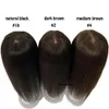 Topper de cheveux humains brun avec frange latérale pour les femmes superpose la base de la peau toupet 5X5 pouces cuir chevelu haut 4D frange clip dans les postiches 240222