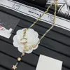 High Quality Gold Plated Star Pendant Necklace Charm Chain Fashion Women Copper Luxury Designer Double Letter Necklaces Choker Pendants Wedding Jewelry Love Gifts