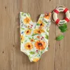 Swim wear verão maiô para meninas da criança do bebê meninas biquíni terno frutas impressão babados maiôs roupa de banho 240229