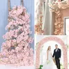 Högkvalitativ 180 cm Artificial Sakura Flowers Vine Wedding Garden Rose Arch Home Party Decoration Christmas Bridal Fake Silk Scrapbook Plants