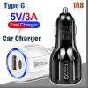 Chargers 18W QC3.0 USB Phone 3A Power Outlet Adapter PD Type-C Fast Car Charger For Xiaomi Samsung iPhone 13 12 11Pro LL