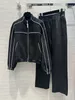 2024 Ny Spring Stand Collar Long Sleeve Luxury Pants märke samma stil Tvåbita byxor Designer Women's Two Piece Tops 0229-11