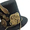 Baretten hoge hoed met tandwielen vleugelketting Vintage voor Cosers Victoriaanse industriële tijdperk