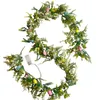 Decorative Flowers Easter Tinsel Garland Hanging With Egg Green Leaves Swag Metallic