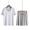 Modal masculino 2 peças pijamas de verão homewear shorts de manga curta conjunto de gordura plus size solto roupa interior pijama 240227