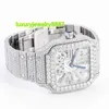 Prix de gros Hip Hop 18K plaqué or pavé glacé Moissanite diamants mouvement mécanique étanche hommes montre-bracelet