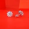 Boucles d'oreilles à tige flocon de neige scintillant Moissanite pour femmes, argent S925, bijoux de luxe certifiés originaux, accessoires, cadeau d'anniversaire pour amoureux