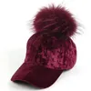 Ballkappen Unisex Baumwolle Einfarbig Vintage Frauen Baseball mit echtem Pompom Mann Verstellbare Hip Hop Sonnenblende Mode Lässige Hüte