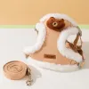 セットドッグハーネス冬の温かいペットハーネスリーシュセットドッグウォーキングセット子犬のためのかわいい猫のベストハーネス温かいペット用品
