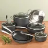 Kookgerei Sets Cuisinart Geanodiseerd 11-delige set Vaatwasmachinebestendig-Hard Zwart Keuken Non-stick Kookpot Potten Voor