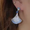 Diva Shell Shaped Designer Dingle Earrings For Woman Sterling Silver Officiella reproduktioner Fashion Luxury Diamond Jewelry Europeiska storlek Jubileumsgåva 048