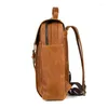Backpack Highend Large A4 Vintage Brown Top Grain Genuine Crazy Horse Leather 15.6'' 14'' Laptop Women Men Travel Bag M0026
