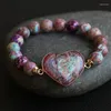 Charm Bracelets Classic Women Heart Imperial Jaspers Stretch Elastic Strand Bracelet Jewelry Luxury