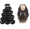 Peruvian Virgin Hair 360 Cosure with Bundles Body Wave 3 Bunds Peruansk hårstängning 360 Spets Front med buntar 100 Oproces7080809