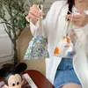 ショッピングバッグKawaii布花柄の旅行ドローストリングバッグコイン財布の貯蔵かわいいメイクアップハンドバッグ女性財布オーガナイザー小さなポーチ