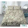 Arts And Crafts Number 3D Modern Bedding Set Dollar Motif Printed Duvet Er Vivid Comforter 2/3 Pieces Money Maths Pattern Funny Bed Dhtvu